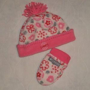 Columbia Toddler Fleece Floral Hat & Mittens Set